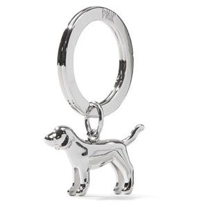 VICTORIA SECRET PINK SILVER METAL PINK DOG KEYCHAIN